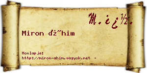 Miron Áhim névjegykártya